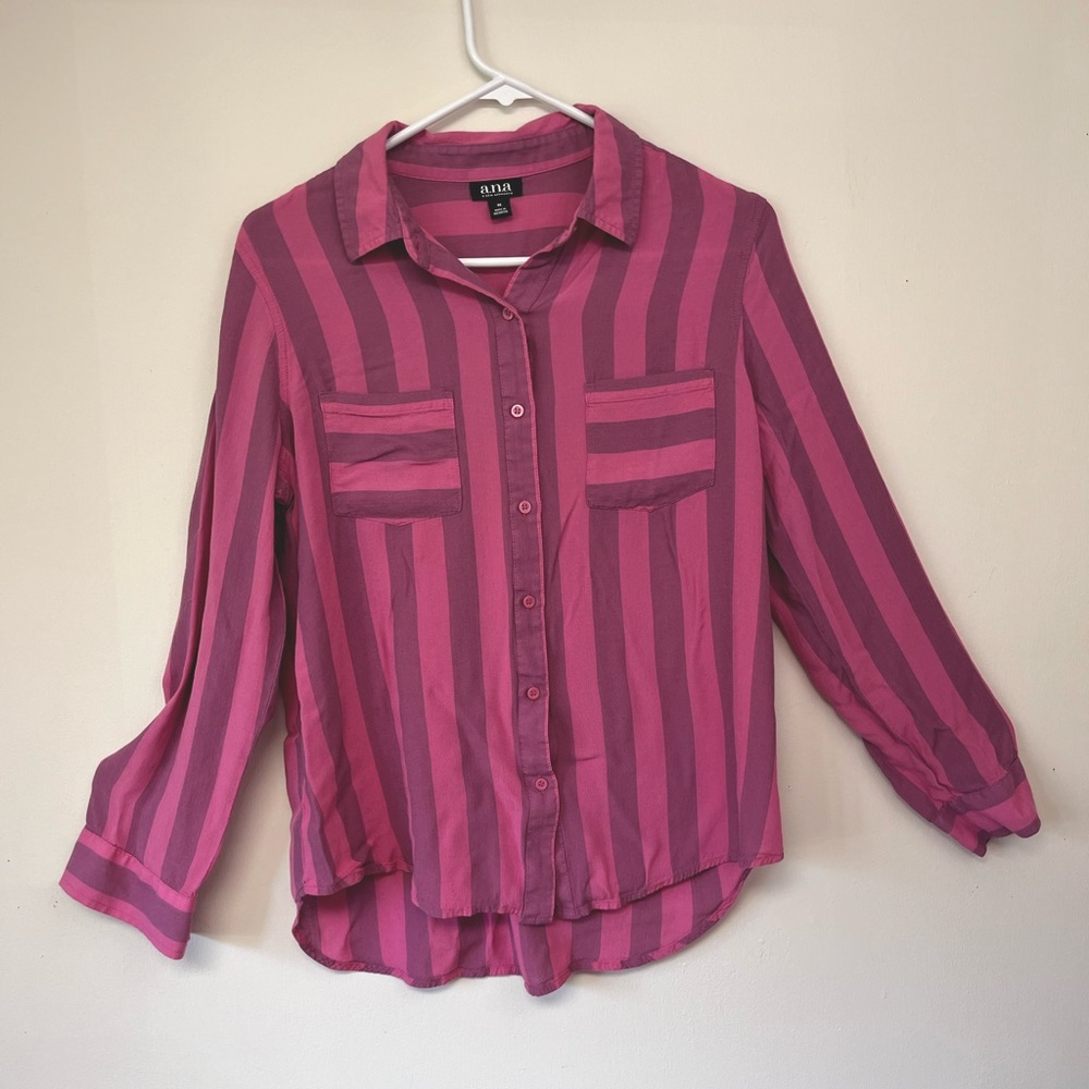 a.n.a striped long sleeve blouse
